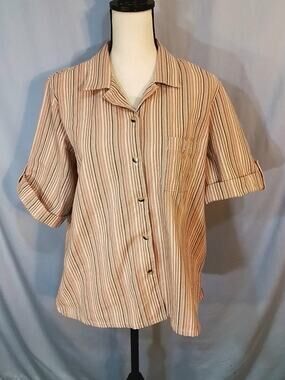 Blair women's blouse with hues of brown stripes